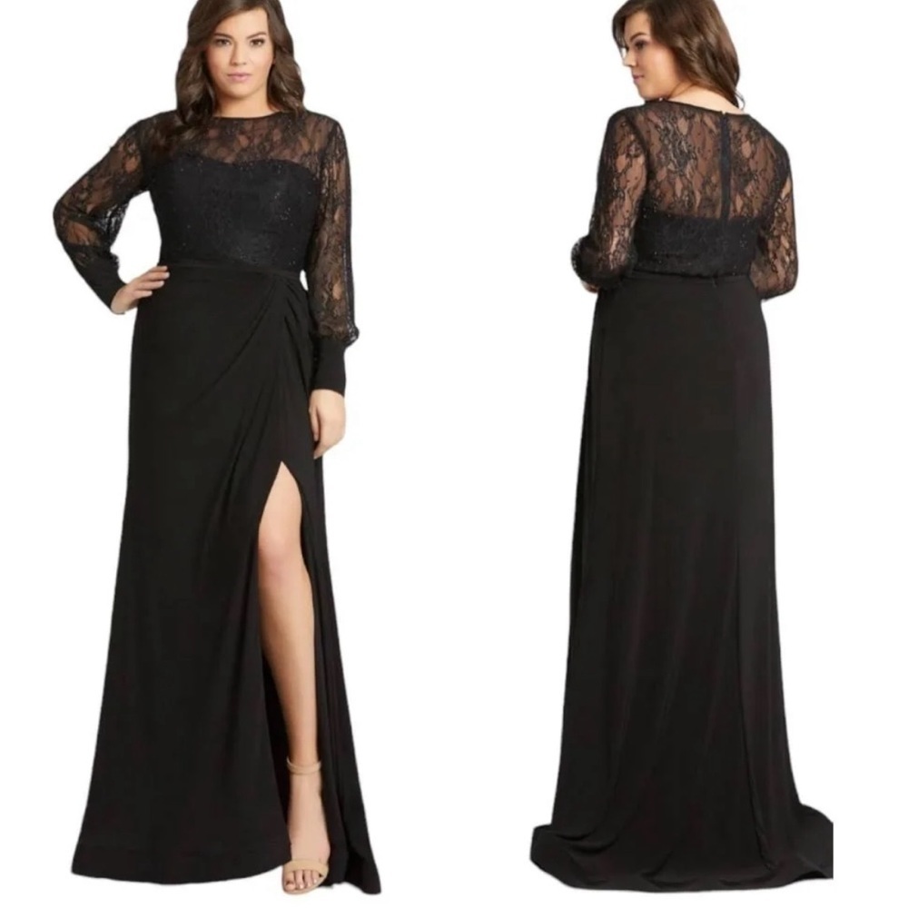 Mac Duggal Long Sleeve Lace Illusion Gown